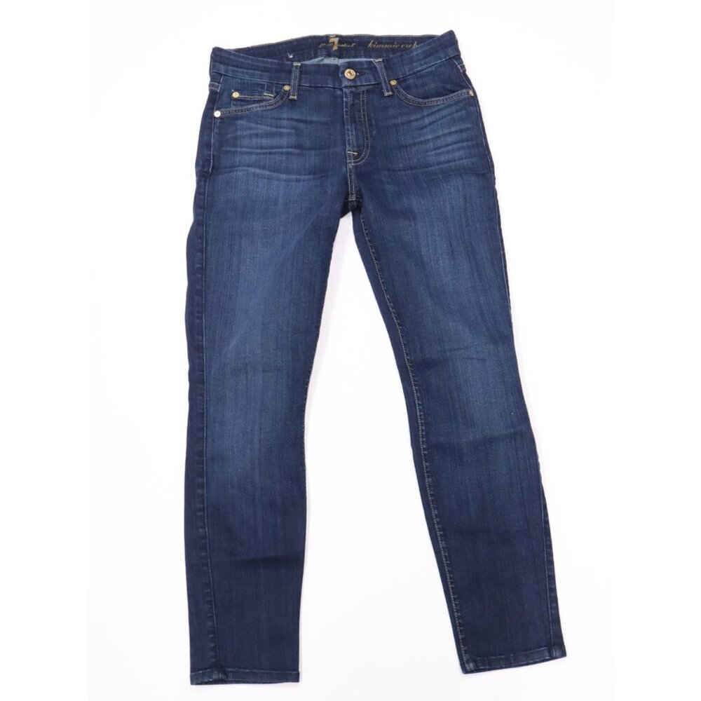 7 For All‎ Mankind Jeans Womens Size 27 Kimmie Crop Straight Leg Blue Denim 7FAM